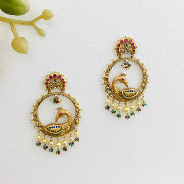 Gold Peacock Chandbali Earrings Zayn Luxury Jewellery